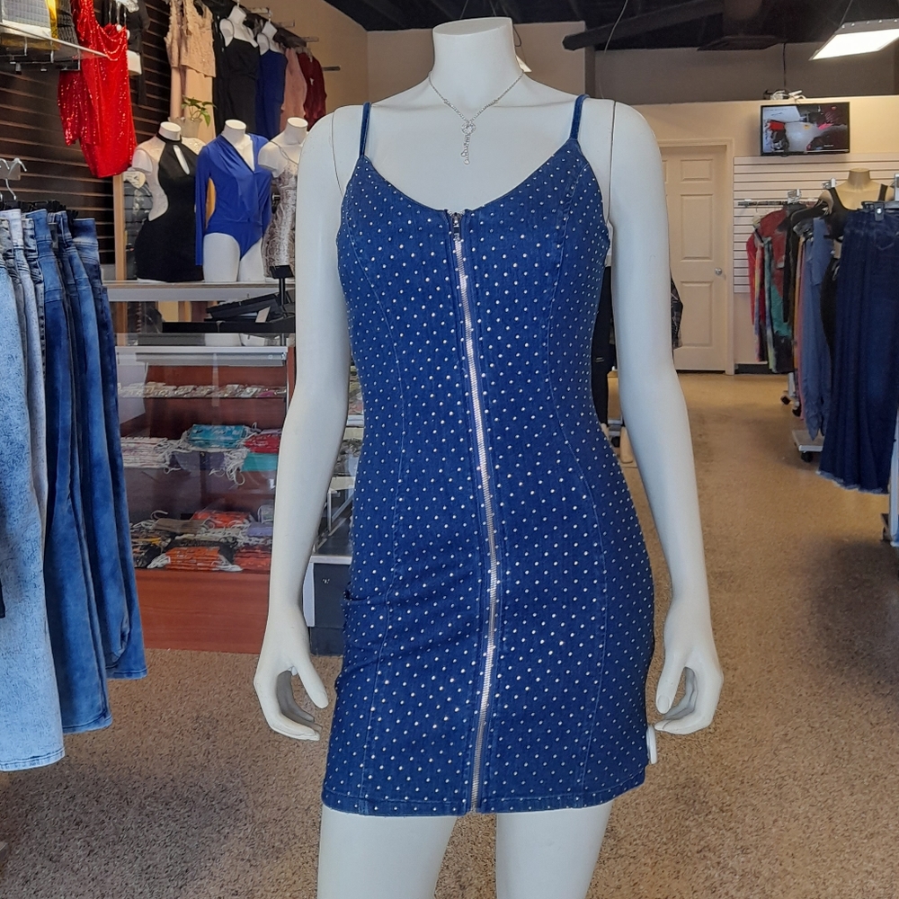 Denim like zip up dress